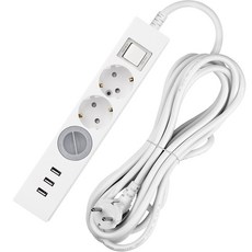 SWEET HOME 韓國製 USB 3埠 過載保護 3孔延長線 + 安全蓋 1入 組, 5m, 1套