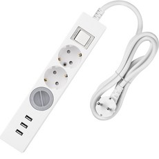 SWEET HOME 韓國製 USB 3埠 過載保護 3孔延長線 + 安全蓋 1入 組, 1.5m, 1套