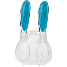 絎縫 Tritan 兔子勺子 + 叉子 + 盒套組, 1套, 藍色