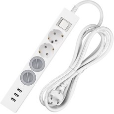 SWEET HOME 韓國製造 3孔USB 過載保護 4孔延長線 + 安全蓋 2件組, 1套, 3m