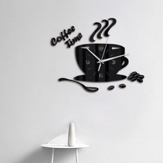 다사닷컴 커피 타임 벽걸이 인테리어 시계, 블랙