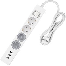 SWEET HOME 3孔USB 過載保護 4孔延長線 + 安全蓋 2件, 1套, 1.5m