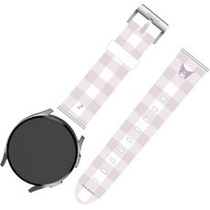 산리오 가죽 스마트워치 스트랩 22mm, 쿠로미 체크레용