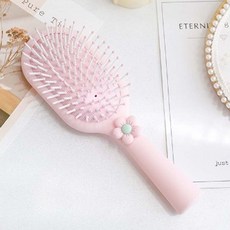 블루리빙 꽃 쿠션 머리 빗, 핑크, 1개