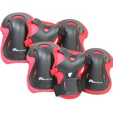 SPEED STAR 兒童護具 手腕2p + 手肘2p + 膝蓋2p 套組, 紅色