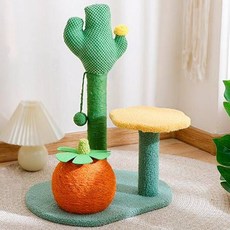 curiouspet 貓咪花朵柱型貓抓板 小型貓跳台, 仙人掌, 1個