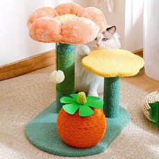 curiouspet 貓咪花朵柱型貓抓板 小型貓咪塔, 1個, 花