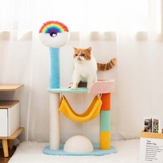 큐러스펫 무지개 고양이 놀이터 대형 캣타워 장난감, 혼합색상, 1개