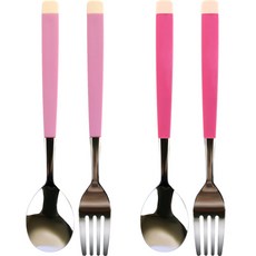 Bonaire Junior 勺叉套組, 淺粉紅色+粉紅色, 湯匙+叉子, 2組