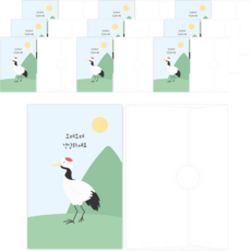 Donna&deco 祈願健康 十長生摺疊卡片 10p + 信封 10p + 貼紙 10p 套組, 011 十種長生不老 鶴, 1套