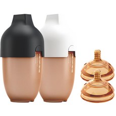 100日寶寶奶瓶 240ml 2款+X階段奶嘴 2入+M階段奶嘴 2入組, 黑色、白色（奶瓶）