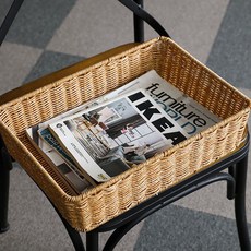 Moonlight Market 方形藤編收納籃, 米色, 1個