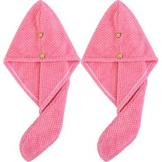 Dasadotcom 加厚乾髮帽 浴巾 毛巾 62 x 25cm, 2個, 粉色