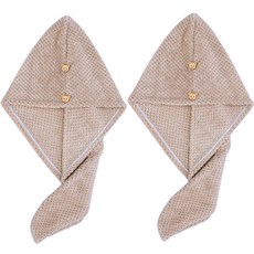 Dasadotcom 加厚乾髮帽 浴巾 毛巾 62 x 25cm, 2個, 米色