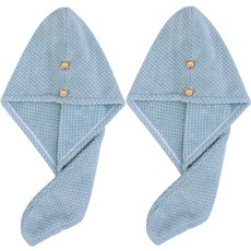 Dasadotcom 加厚乾髮帽 浴巾 毛巾 62 x 25cm, 2個, 藍色