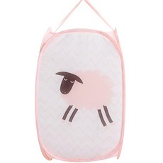 귀염이 접이식 빨래바구니, 핑크 양