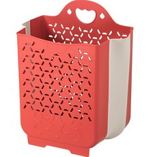 잘츠 편리한 스탠드 걸이형 수납 바구니, 로즈레드