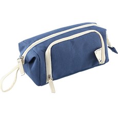 Ruttiette 彩色大容量雙層收納筆袋, 1個, 藍色