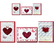 永元 W20-4 紙製手工花卡片 3款 x 2p + 信封 6p 套組, 單一顏色, 1套