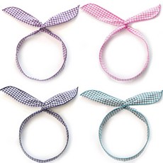 mimikid 鮮豔格紋鐵絲髮箍 4件組