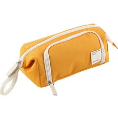 Ruttiette 彩色大容量雙層收納筆袋, 1個, 黃色