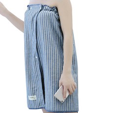 彩虹時尚條紋平口浴巾, 藍色, 2個