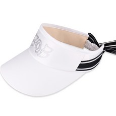 BOB BOB女款高爾夫鑲鑽Logo蝴蝶結遮陽空頂帽 BOBCP101, Clova White