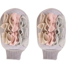 레인보우 파스텔 스크럽 샤워 글러브, 블루, 2개, 1개입