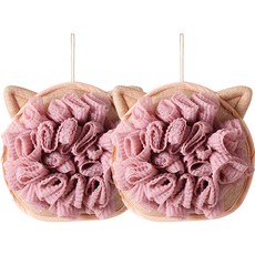 彩虹貓咪磨砂沐浴手套, 粉紅色, 2個, 1入