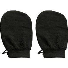 彩虹簡約沐浴磨砂沐浴手套, 黑色, 2個, 1入