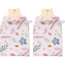 彩虹樹葉圖案磨砂沐浴手套, 粉紅色, 2個, 1入