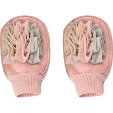 彩虹粉彩磨砂沐浴手套, 2個, 1入, 粉紅色