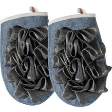 彩虹二合一磨砂沐浴手套, 2個, 1入, 灰色