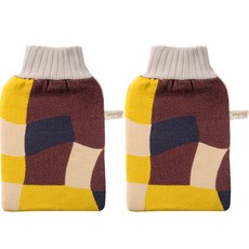 레인보우 기하학 패턴 스크럽 샤워 장갑, C타입, 2개, 1개입