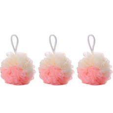 레인보우 북유럽 투톤 컬러 샤워볼, 핑크, 1개입, 3개