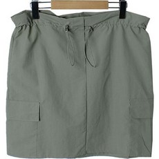 시크블랙 하우나 나일론 허리 스트링 카고 H라인 미니 스커트 cpsk5436k33