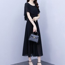 ATTERLIC Delina 披肩層次連身裙 02098 含大尺碼, 黑色