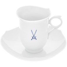 Meissen Wave Pure 咖啡杯 + 杯碟, 單一顏色, 1個