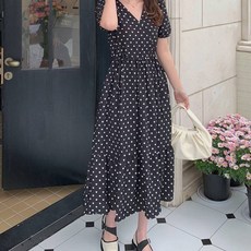 페이퍼먼츠 러블리 모먼트 도트 브이넥 퍼프 캉캉 원피스 04533 빅사이즈 포함