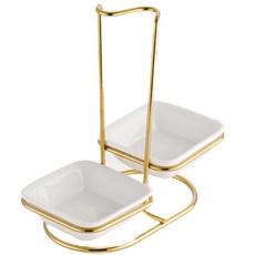 Chinjipseon 廚房勺子陶瓷支架 2p + 廚房多功能支架套組, 1套, 金色（支架）、白色（支架）