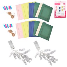 PARTYSHOW LED透明黃光裝飾夾燈 10顆燈泡 1.5m 2組+粉彩相框裝飾物 2組, 混色, 1組