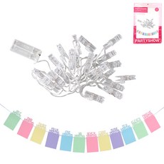 PARTYSHOW LED透明黃光裝飾夾燈 20顆燈泡 3m+一年成長紀念相片框, 混色, 1組