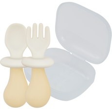 Firgi 嬰兒矽膠蘑菇造型餐具組+收納盒, 1組, Beige