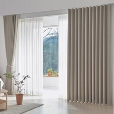 ID Time 全遮光記憶窗簾 2入, 01 米色