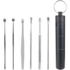 만물마켓 플라스틱 케이스 + 6종 귀이개 세트 블랙, 1세트