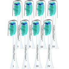 AllDayHappy飛利浦電動牙刷兼容電動牙刷頭HX6014-P, HX6014-P, 白色, 8個