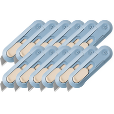 NUSIGN 紐賽 滑動式雙色迷你美工刀, 12個, 牛奶藍