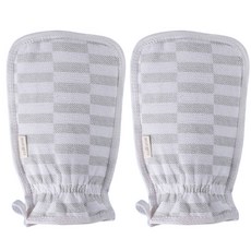 彩虹簡約條紋沐浴去角質手套, 灰色, 2個, 1入