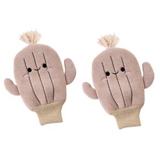 彩虹仙人掌沐浴磨砂沐浴手套, 棕色, 2個, 1入