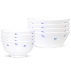 Bacile Meiril 飯碗湯碗組, 飯碗 + 湯碗, 白色 + 藍色, 1組